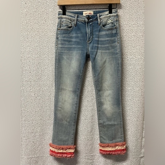 DRIFTWOOD Women’s Colette Embroidered Straight Cropped Blue Jeans | size 24 - Picture 1 of 9